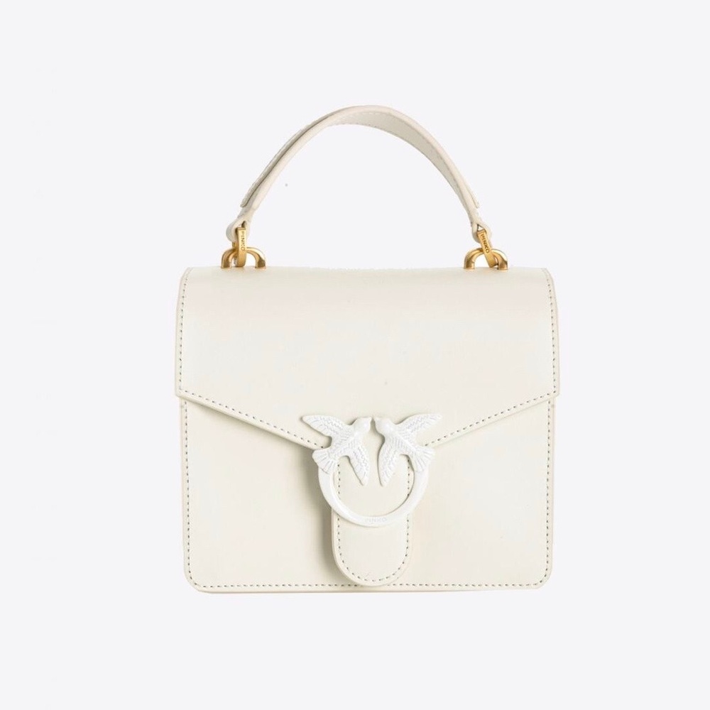 NWOT PINKO Mini Love Leather Top Handle Bag in White